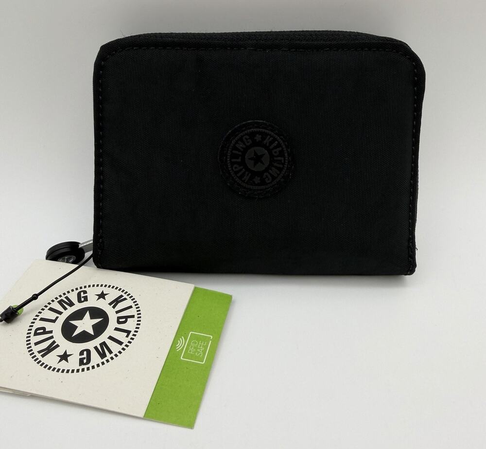 Kipling Money Love Small RFID Blocking Zipper Wallet Black Noir Brand New